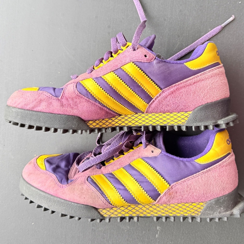 Adidas 2002 Marathon TR Purple Yellow Sneakers Mens 10 Low Top Trail Run Shoes